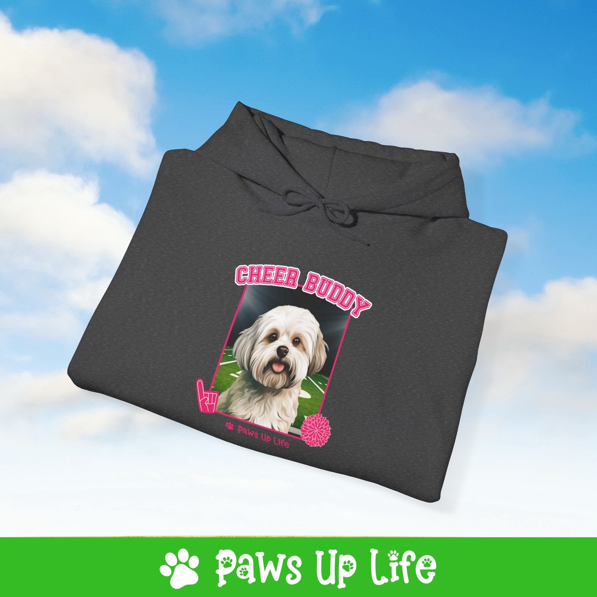 Maltese Football Cheer Buddy Cheerleading Dog Unisex Hoodie Hooded Sweatshirt Classic Comfy Cotton | Paws Up Life, LLC