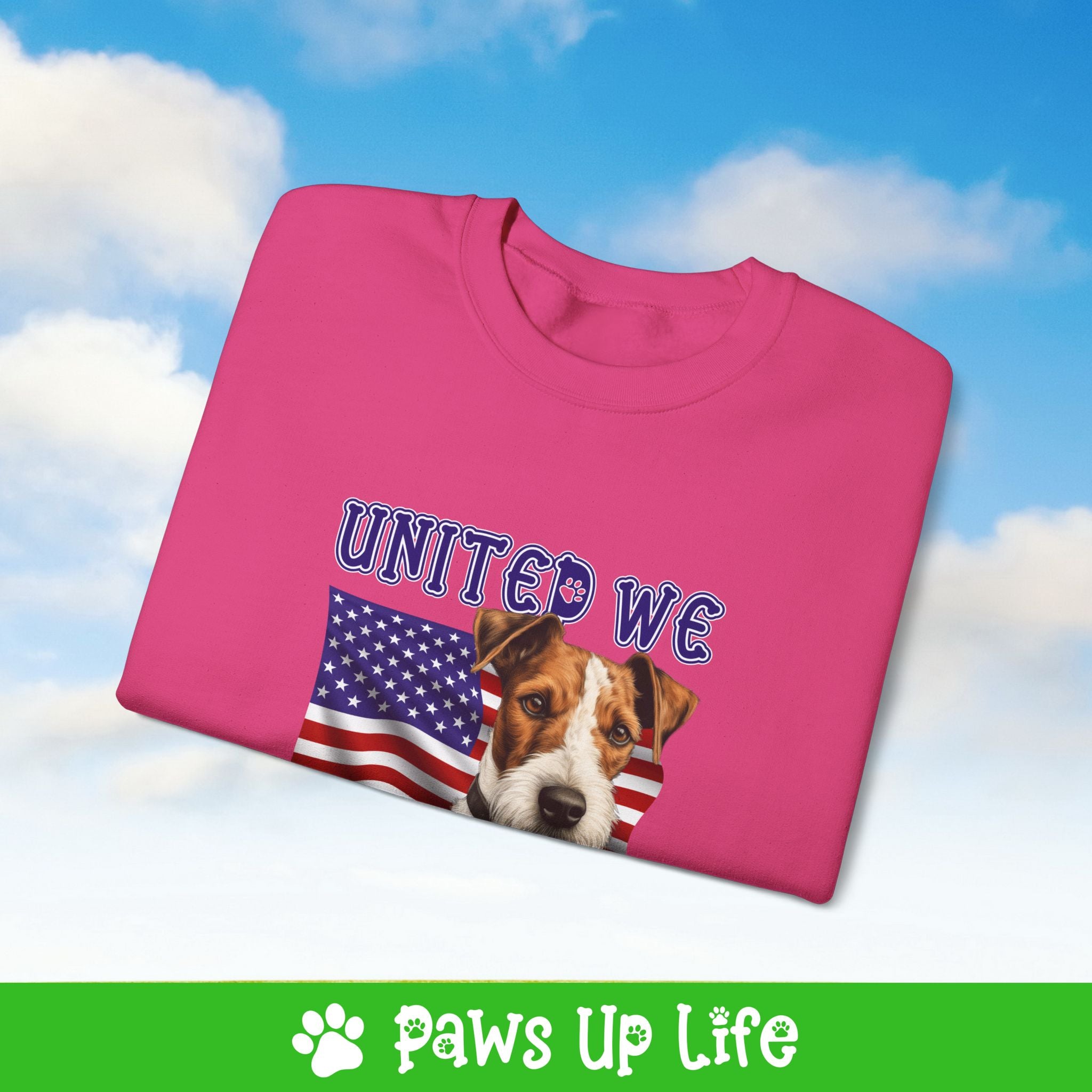 Fox Terrier Dog United We Love Dog Crewneck Sweatshirt, Unisex Gift for Animal Lovers, Dog Mom Dad Sweatshirt, Cute Dog Lover Apparel, Fun Pet | Paws Up Life, LLC