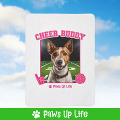 Fox Terrier Football Cheer Buddy Cheerleading Dog Fleece Sherpa Blanket - Perfect for Snuggling and Cozy Napping | Paws Up Life, LLC