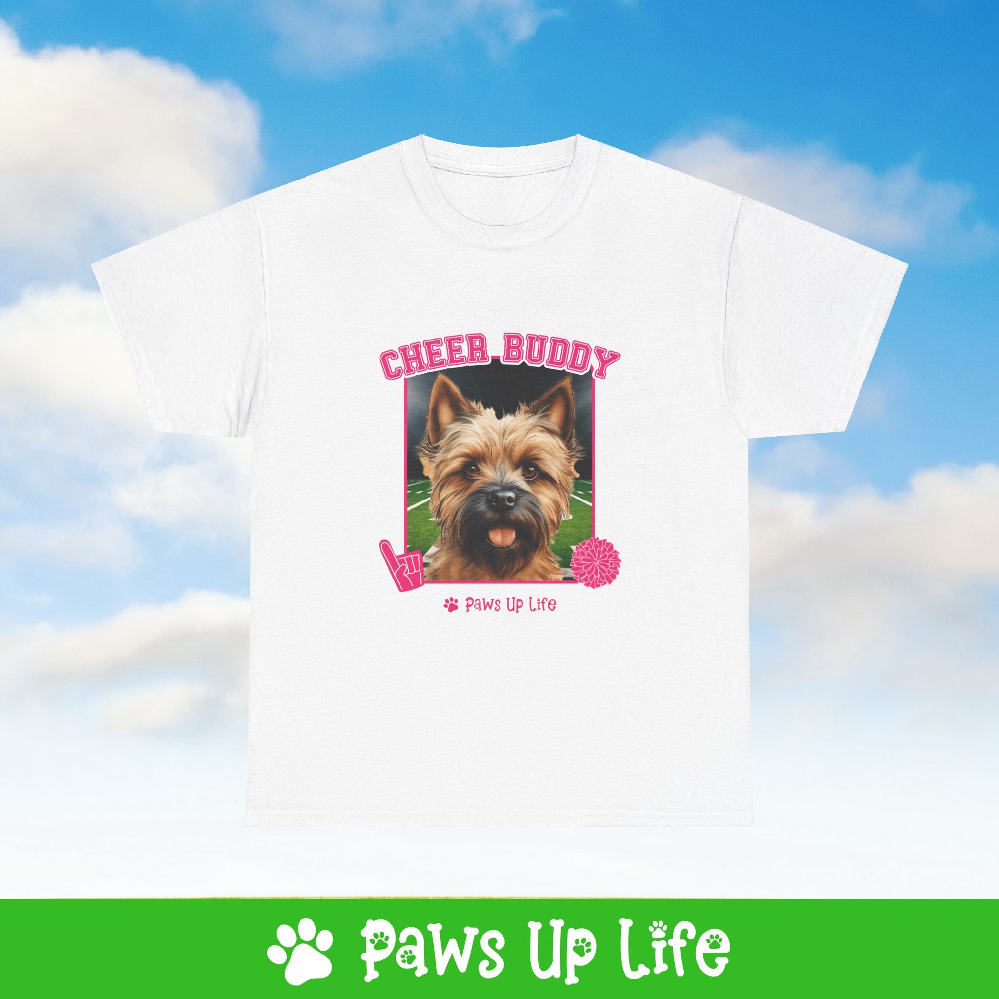 Cairn Terrier Football Cheer Buddy Cheerleading Dog Tee, Shirt, Unisex Pet Lover Gift, Dog Mom Dad Tshirt, Animal Rescue Advocate, Cute Puppy Graphic Top Classic Collar | Paws Up Life, LLC