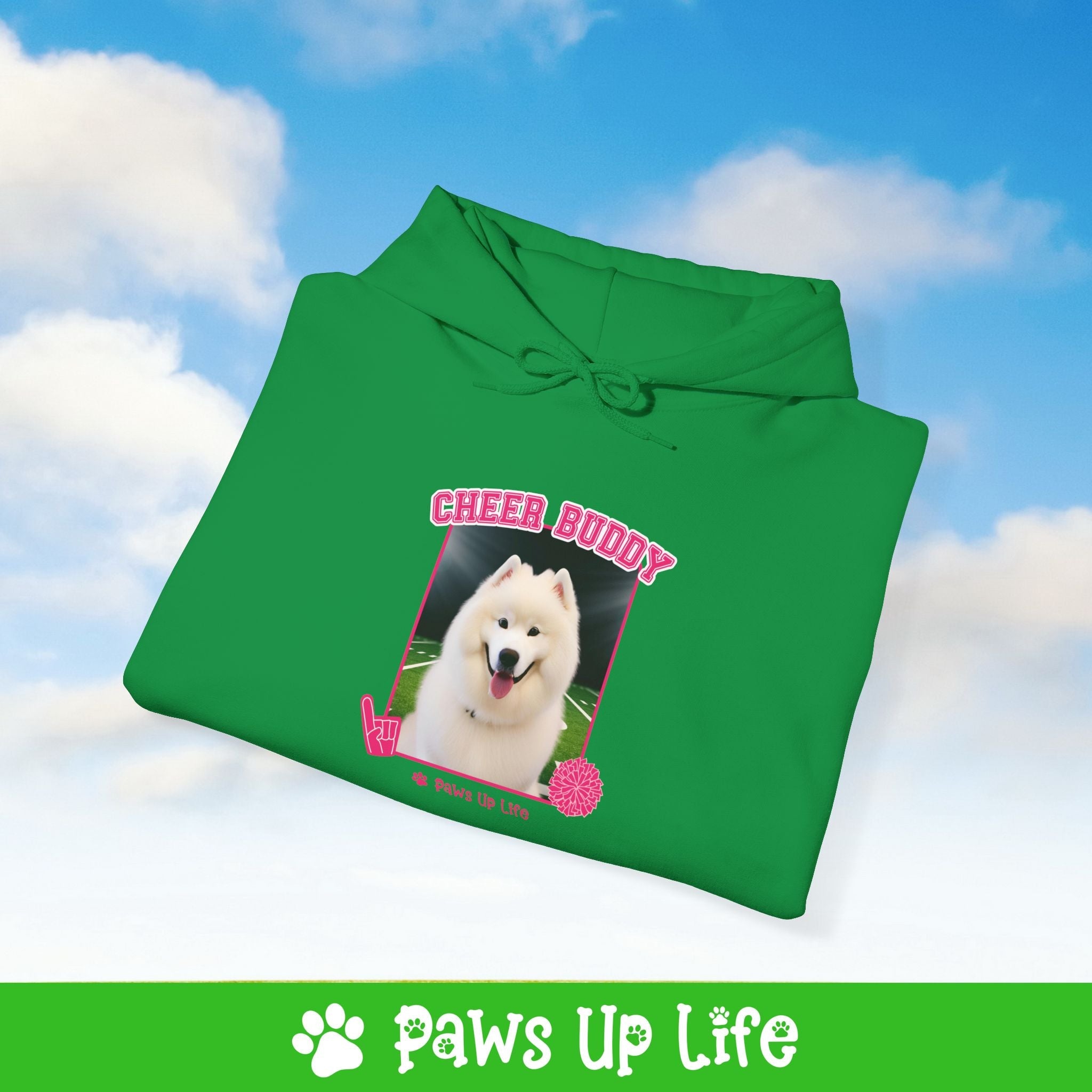 Samoyed Football Cheer Buddy Cheerleading Dog Unisex Hoodie Hooded Sweatshirt Classic Comfy Cotton | Paws Up Life, LLC