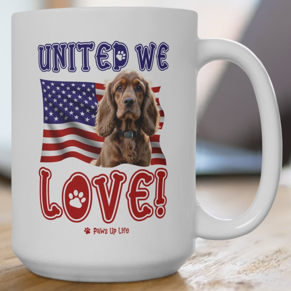 Cocker Spaniel Dog United We Love 15oz Large Coffee Mug Ceramic Drinkware Tea Washable | Paws Up Life, LLC