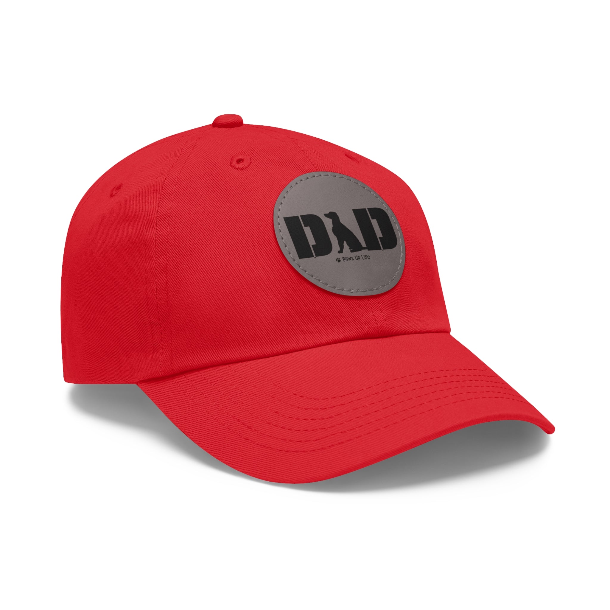 Dog Dad Baseball Hat with Round Leather Patch Adult Adjustable