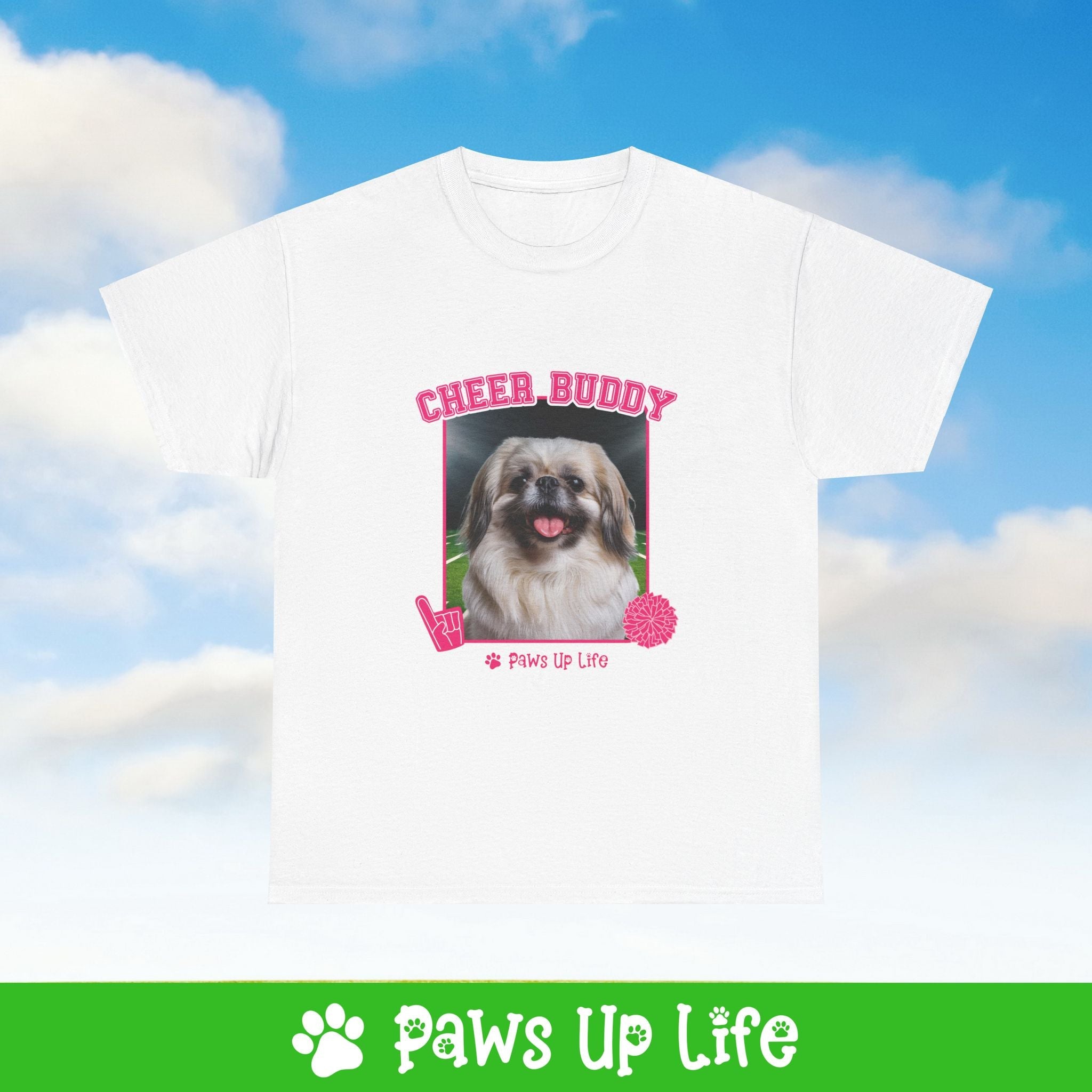 Pekinese Football Cheer Buddy Cheerleading Dog Tee, Shirt, Unisex Pet Lover Gift, Dog Mom Dad Tshirt, Animal Rescue Advocate, Cute Puppy Graphic Top Classic Collar | Paws Up Life, LLC