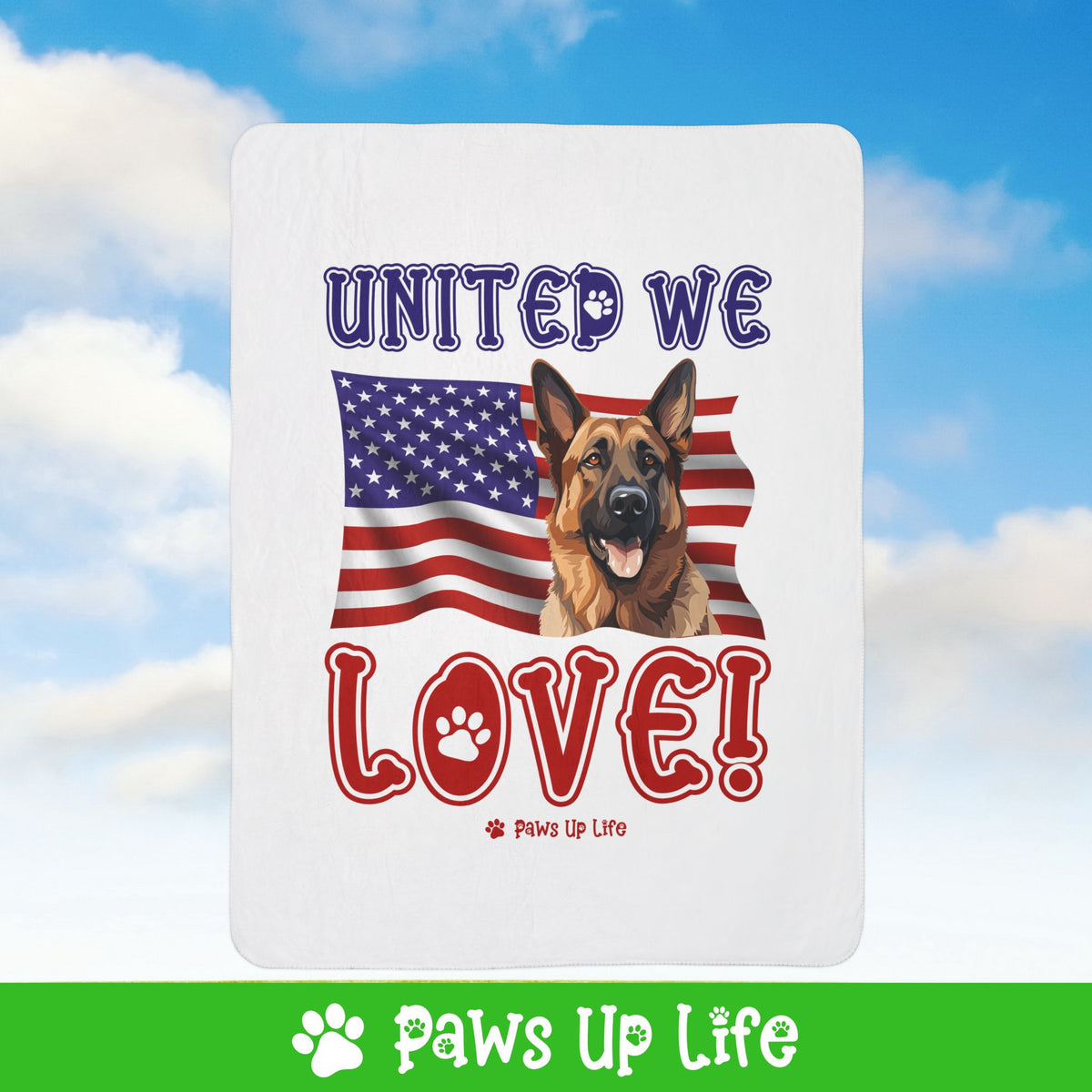 German Shepherd Dog United We Love Fleece Sherpa Blanket - Perfect for Snuggling and Cozy Napping | Paws Up Life, LLC