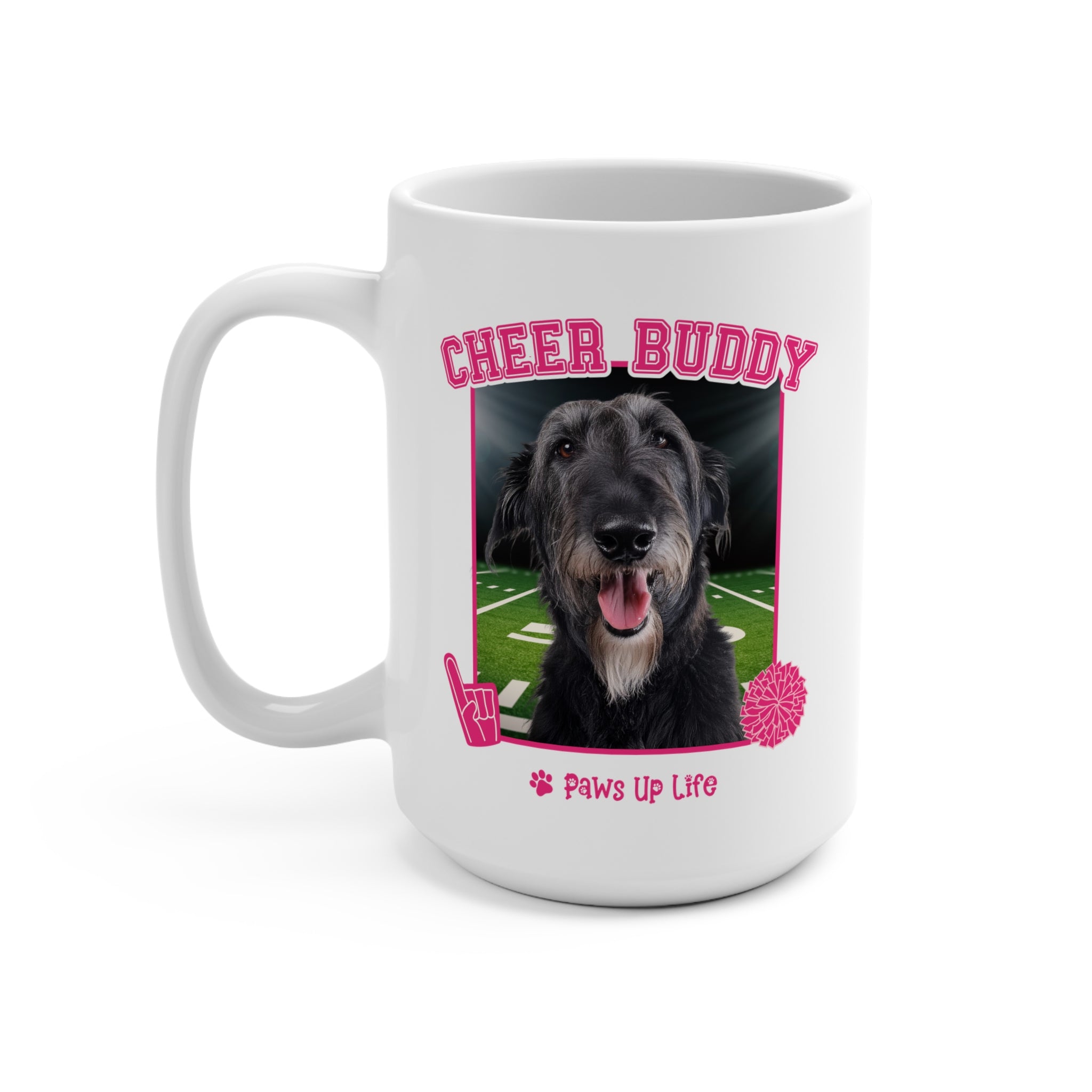 Irish Wolfhound Football Cheer Buddy Cheerleading Dog 15oz Large Coffee Mug Ceramic Drinkware Tea Washable | Paws Up Life, LLC