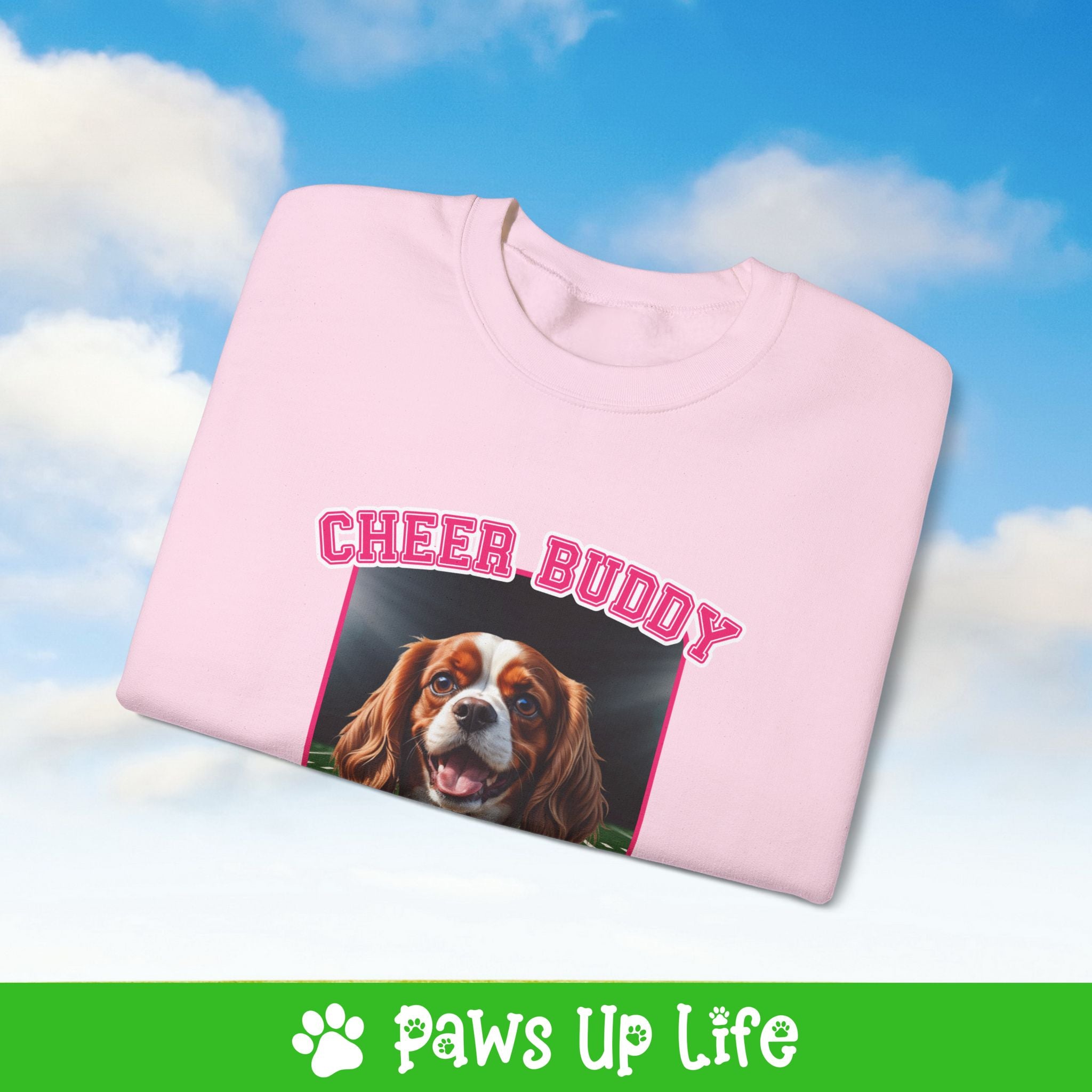 Cavalier King Charles Spaniel Football Cheer Buddy Cheerleading Dog Crewneck Sweatshirt, Unisex Gift for Animal Lovers, Dog Mom Dad Sweatshirt, Cute Dog Lover Apparel, Fun Pet | Paws Up Life, LLC