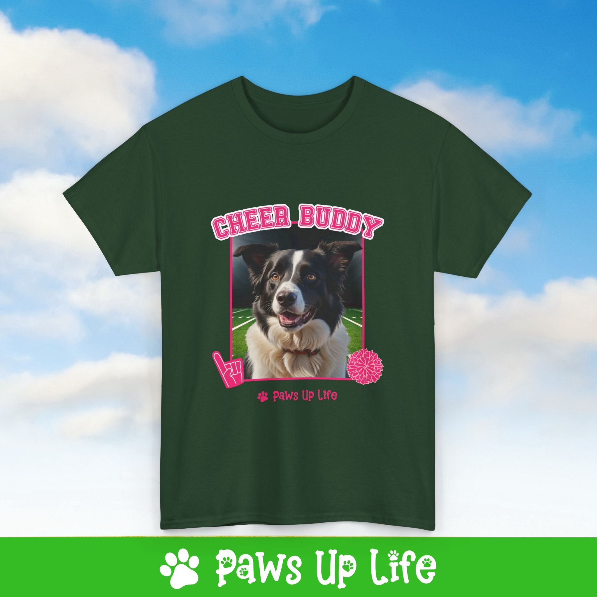 Border Collie Football Cheer Buddy Cheerleading Dog Tee, Shirt, Unisex Pet Lover Gift, Dog Mom Dad Tshirt, Animal Rescue Advocate, Cute Puppy Graphic Top Classic Collar | Paws Up Life, LLC