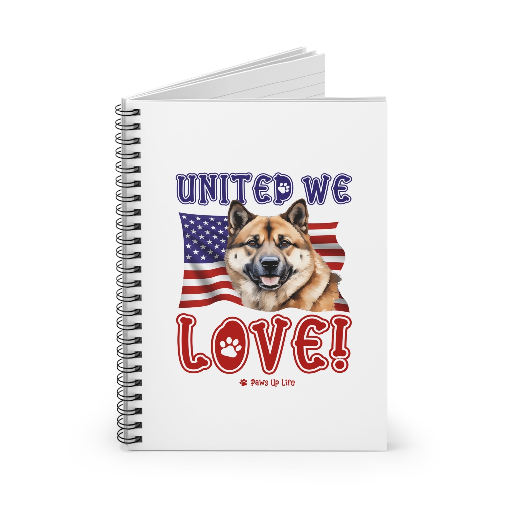 Akita Dog United We Love Spiral Notebook for Office and Home - Ruled Line | Paws Up Life, LLC