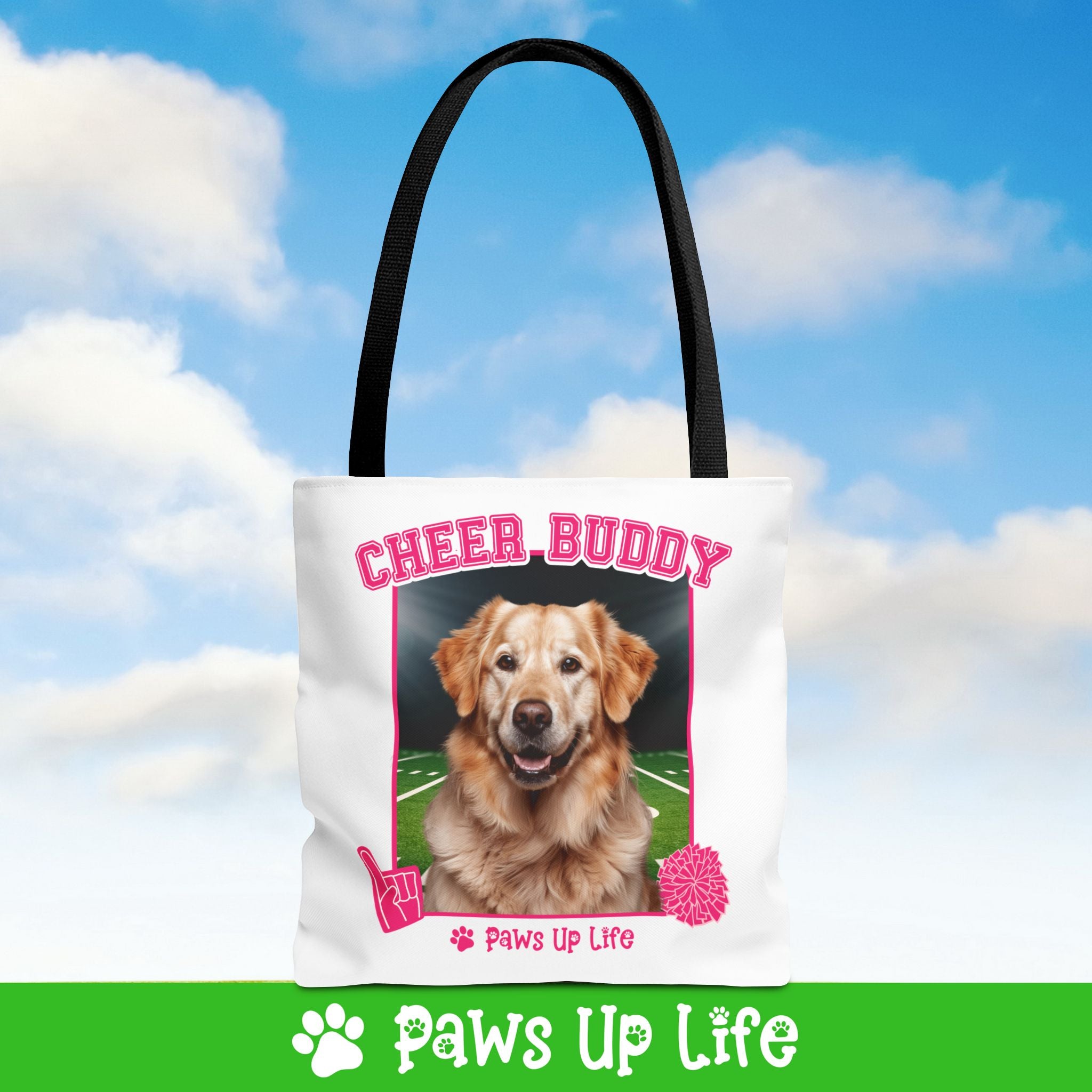 Golden Retriever Football Cheer Buddy Tote Bag - Choose from 3 Sizes | Paws Up Life, LLC