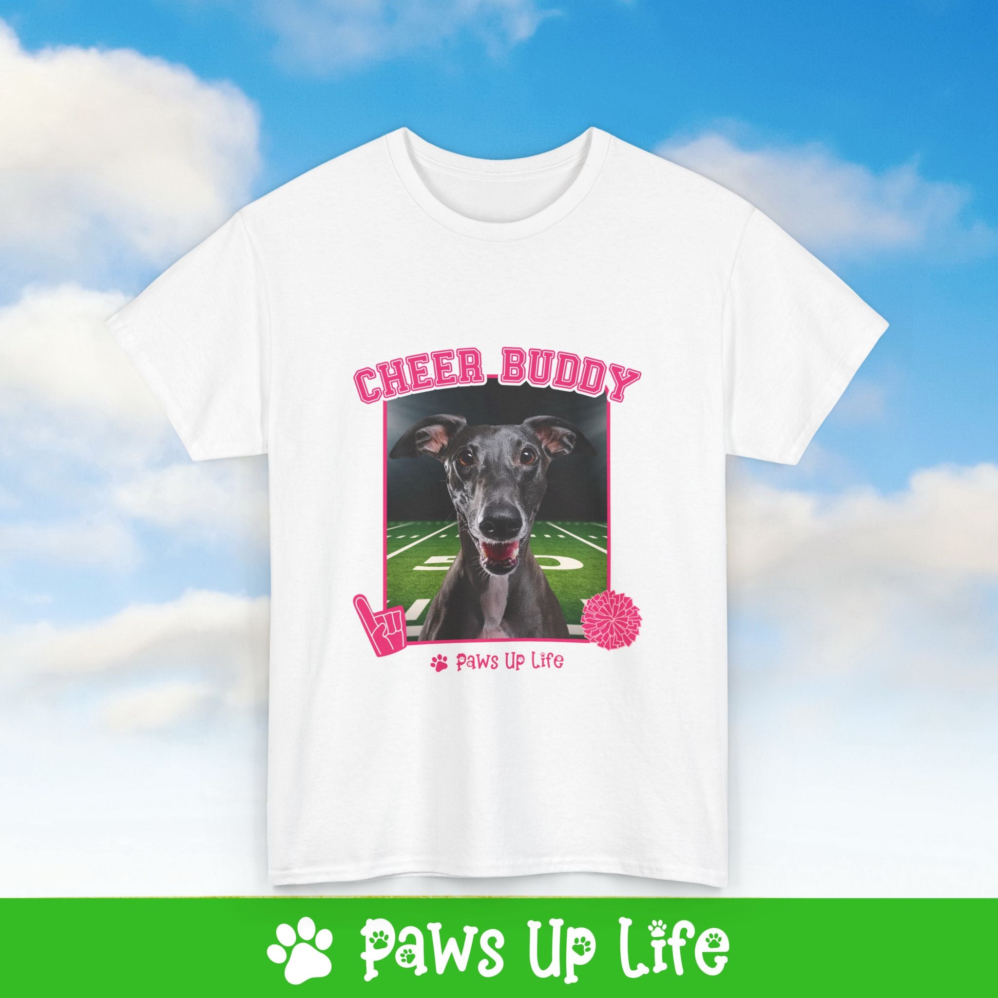 Italian Greyhound Football Cheer Buddy Cheerleading Dog Tee, Shirt, Unisex Pet Lover Gift, Dog Mom Dad Tshirt, Animal Rescue Advocate, Cute Puppy Graphic Top Classic Collar | Paws Up Life, LLC