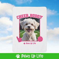 Bichons Frise Football Cheer Buddy Cheerleading Dog Fleece Sherpa Blanket - Perfect for Snuggling and Cozy Napping