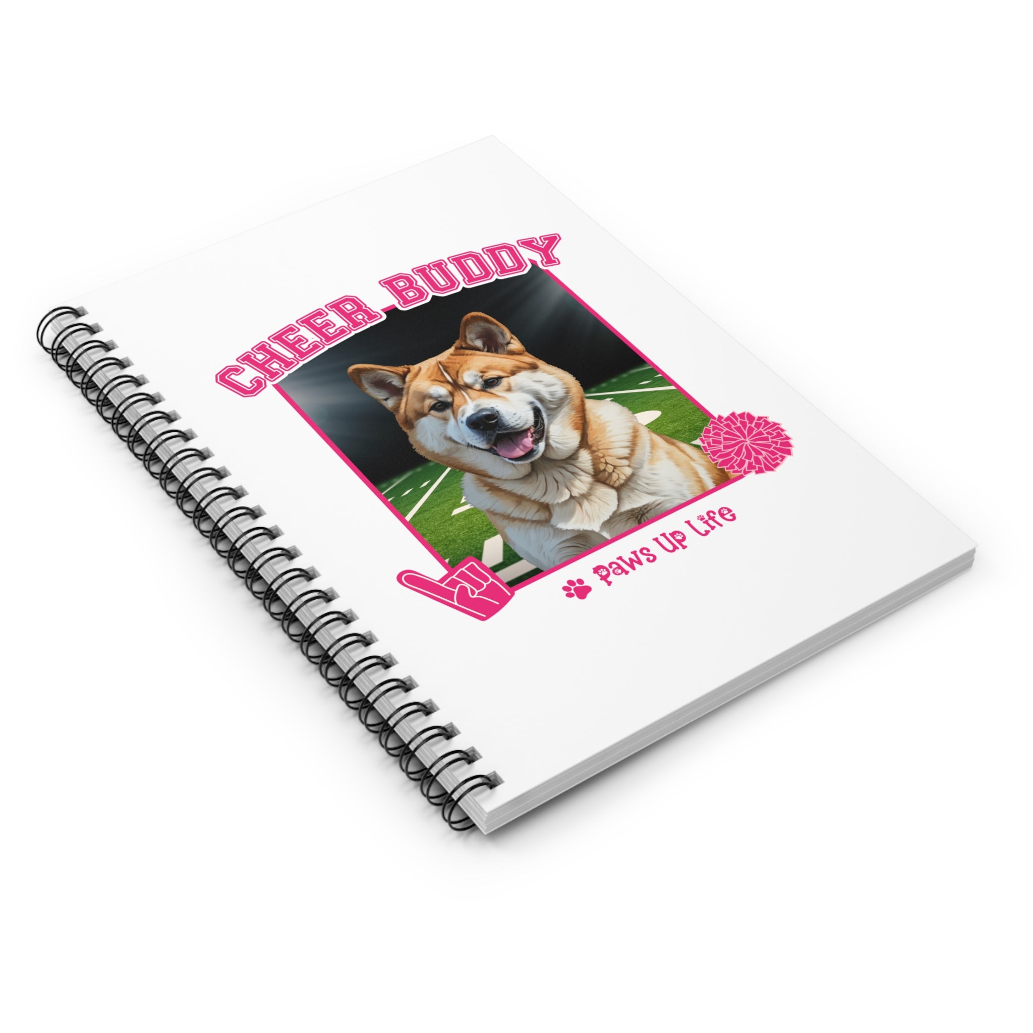 Akita Cheer Buddy Cheerleading Dog Spiral Notebook for Office and Home - Ruled Line | Paws Up Life, LLC