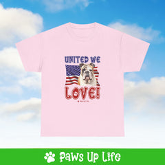 Bulldog Dog United We Love Dog Tee, Shirt, Unisex Pet Lover Gift, Dog Mom Dad Tshirt, Animal Rescue Advocate, Cute Puppy Graphic Top Classic Collar | Paws Up Life, LLC