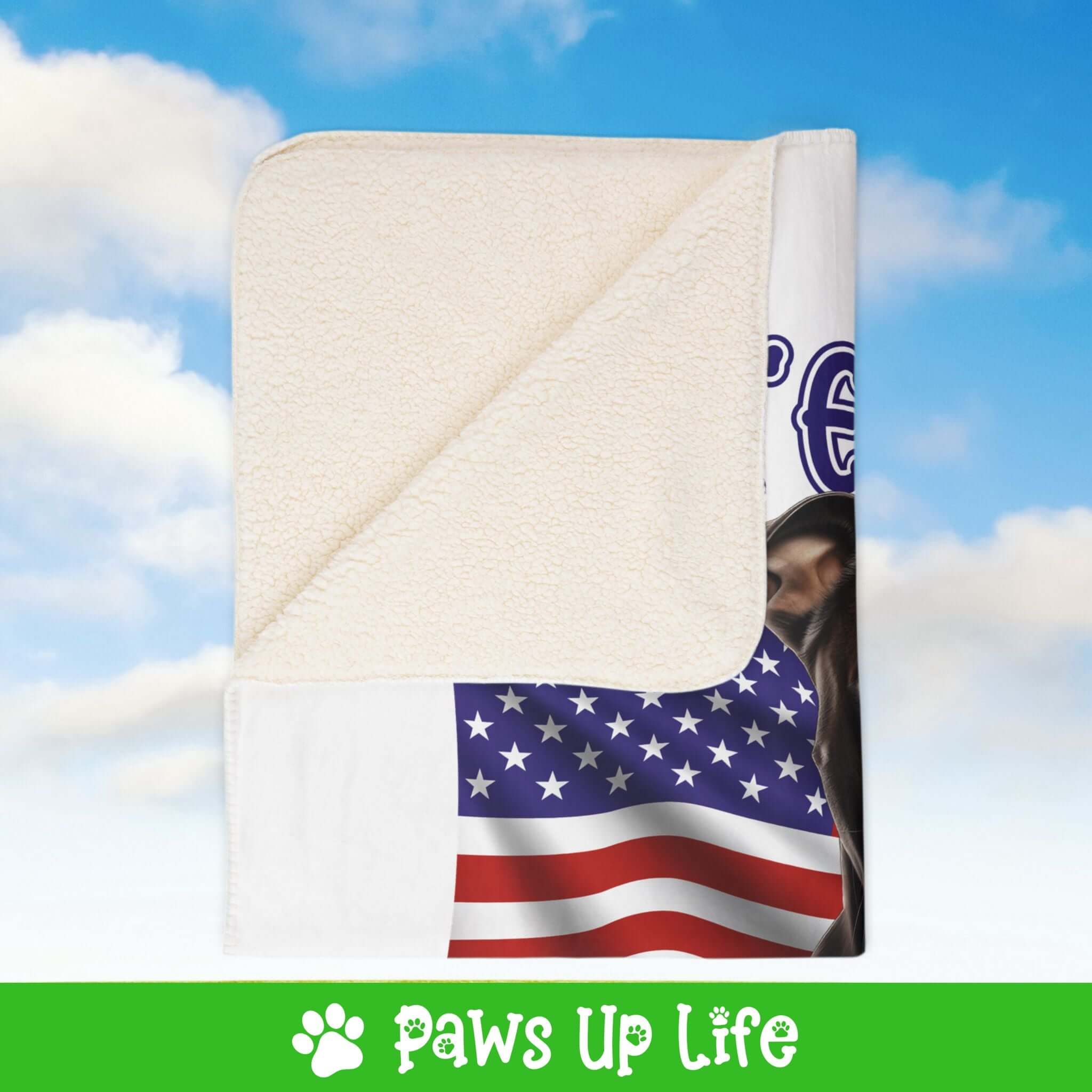 "United We Love" Staffordshire Bull Terrier Patriotic Fleece Sherpa Blanket - Perfect for Snuggling and Cozy Napping