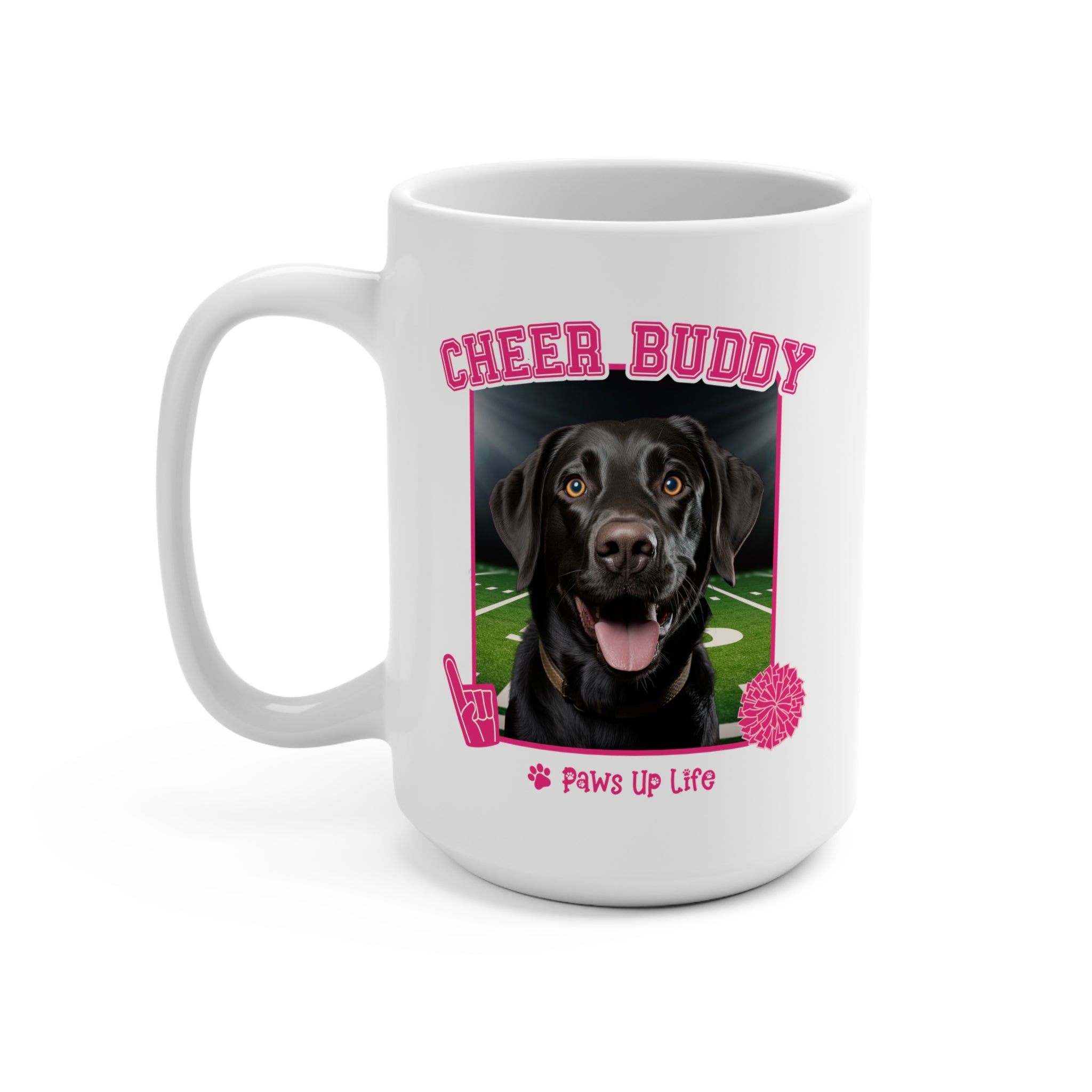 Labradore Retriever Black Lab Football Cheer Buddy Cheerleading Dog 15oz Large Coffee Mug Ceramic Drinkware Tea Washable | Paws Up Life, LLC