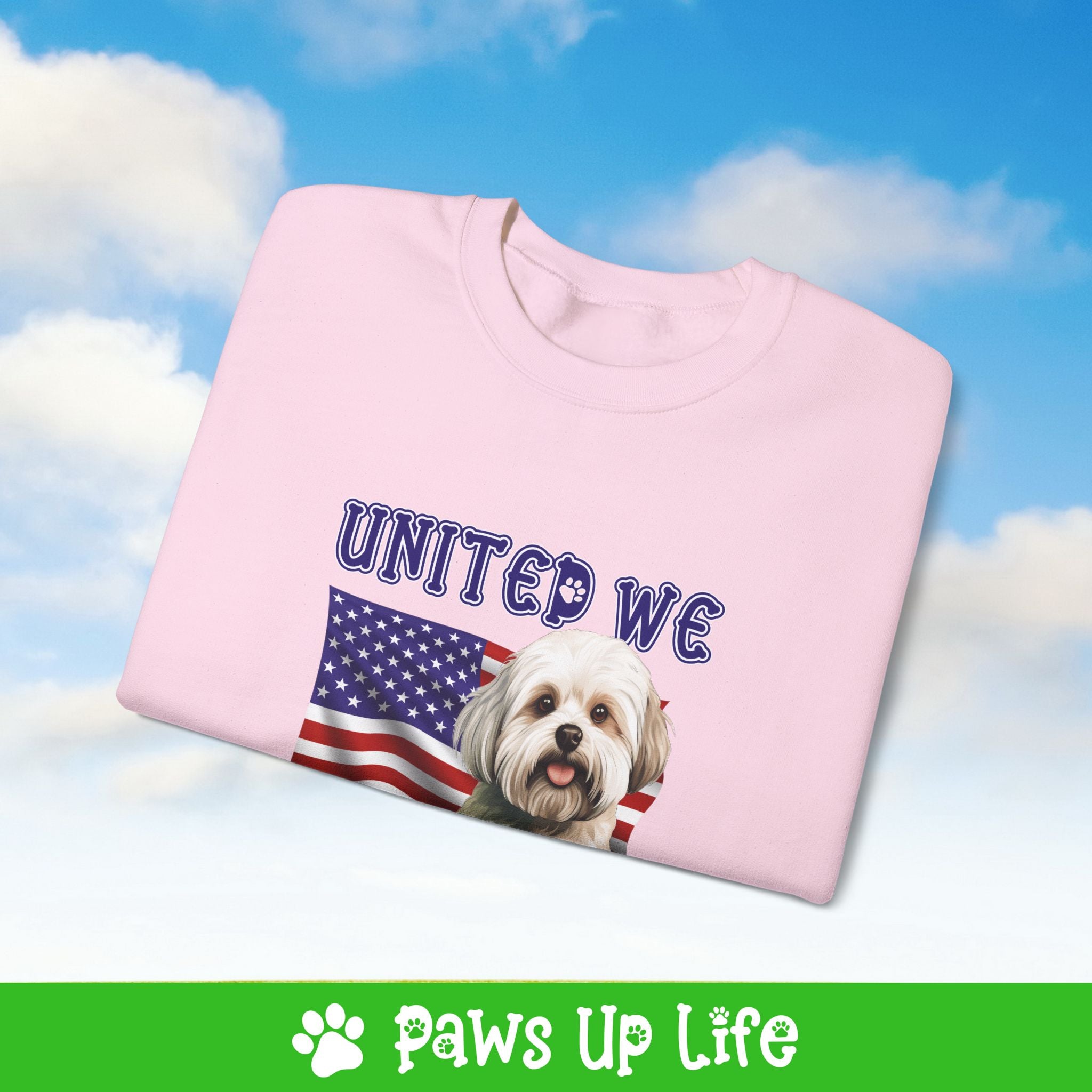 Maltese Dog United We Love Dog Crewneck Sweatshirt, Unisex Gift for Animal Lovers, Dog Mom Dad Sweatshirt, Cute Dog Lover Apparel, Fun Pet