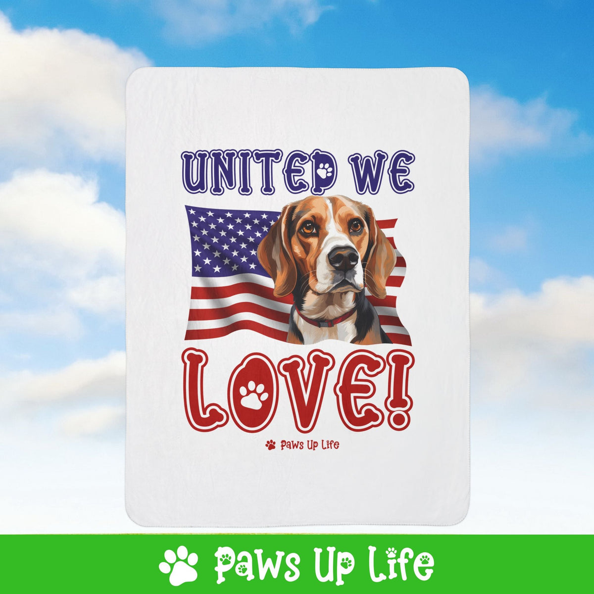 Beagle Dog United We Love Fleece Sherpa Blanket - Perfect for Snuggling and Cozy Napping | Paws Up Life, LLC