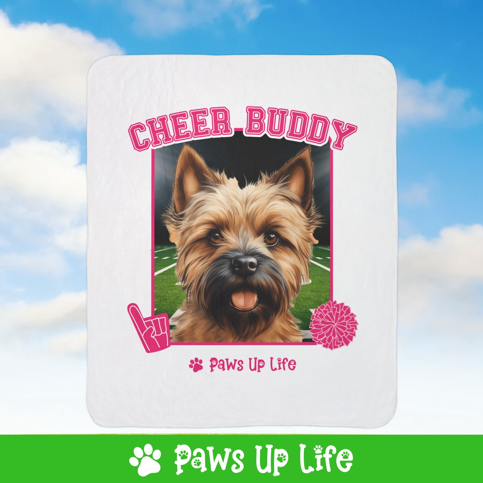 Cairn Terrier Football Cheer Buddy Cheerleading Dog Fleece Sherpa Blanket - Perfect for Snuggling and Cozy Napping