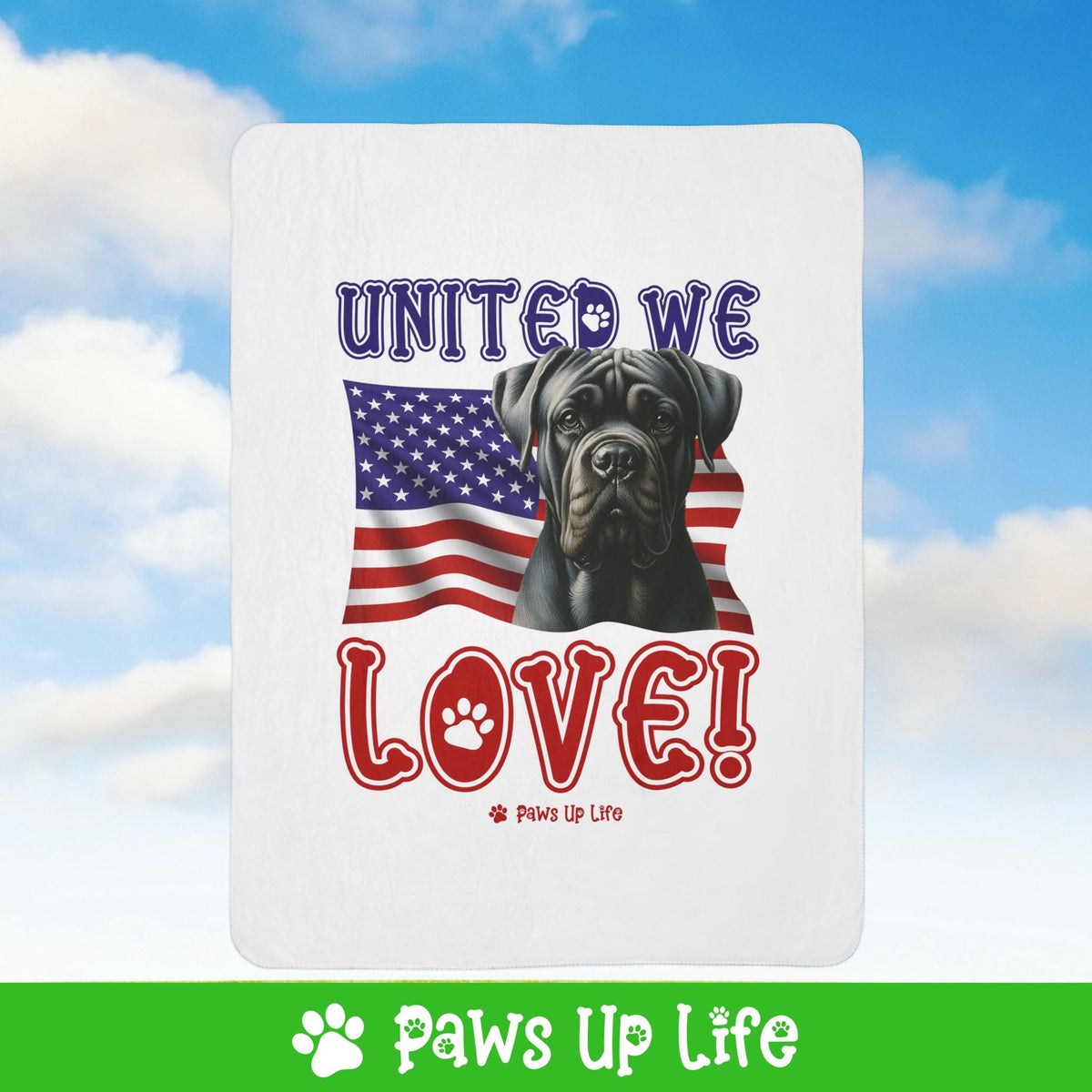 Cane Corso Dog United We Love Fleece Sherpa Blanket - Perfect for Snuggling and Cozy Napping | Paws Up Life, LLC