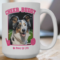 Australian Koolie Cheer Buddy Cheerleading Dog 15oz Large Coffee Mug Ceramic Drinkware Tea Washable | Paws Up Life, LLC