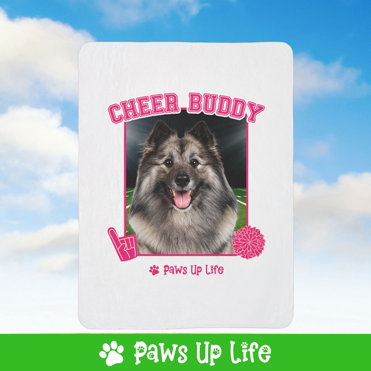 Keeshond Football Cheer Buddy Cheerleading Dog Fleece Sherpa Blanket - Perfect for Snuggling and Cozy Napping | Paws Up Life, LLC