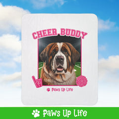 St Bernard Football Cheer Buddy Cheerleading Dog Fleece Sherpa Blanket - Perfect for Snuggling and Cozy Napping | Paws Up Life, LLC