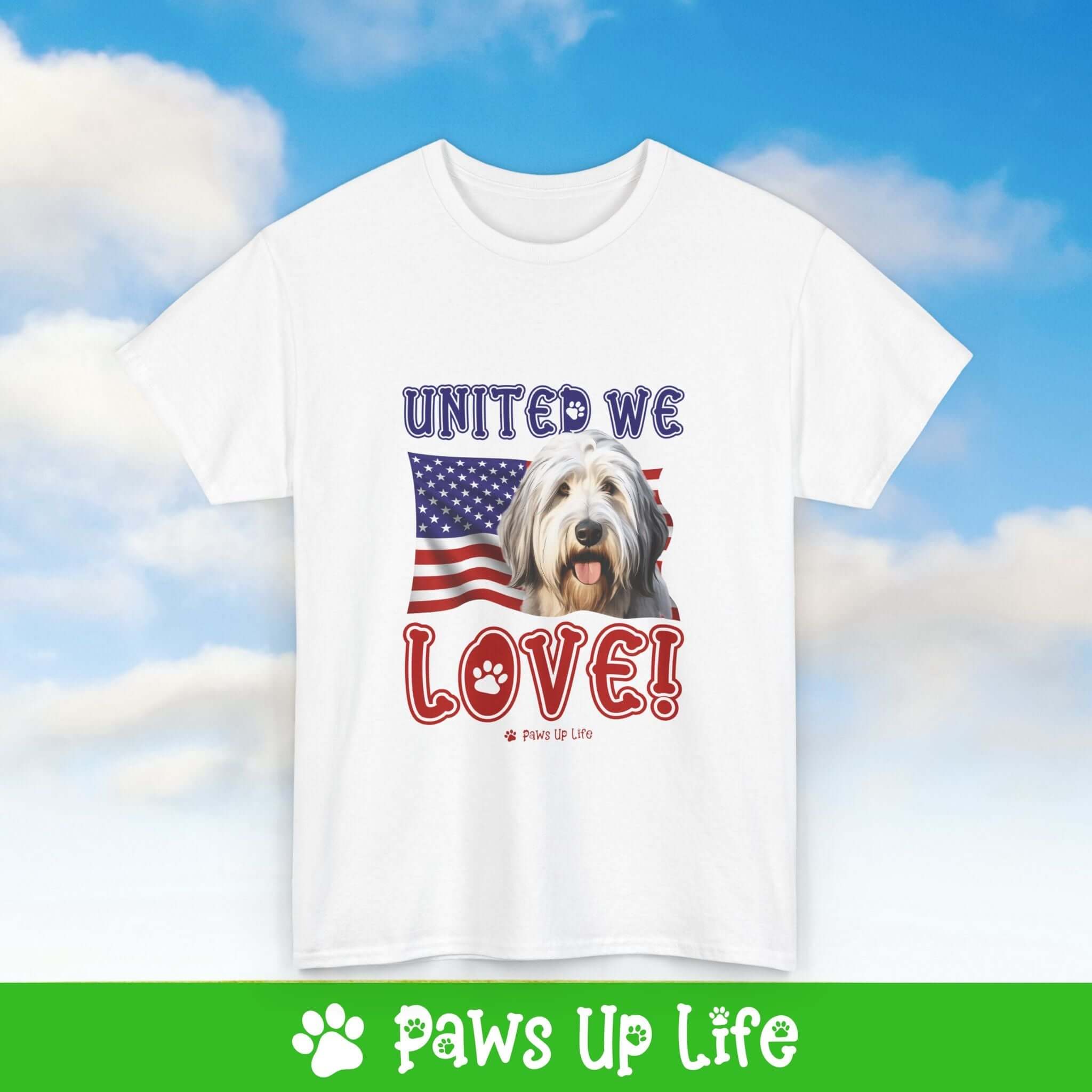 Old English Sheepdog Dog United We Love Dog Tee, Shirt, Unisex Pet Lover Gift, Dog Mom Dad Tshirt, Animal Rescue Advocate, Cute Puppy Graphic Top Classic Collar | Paws Up Life, LLC