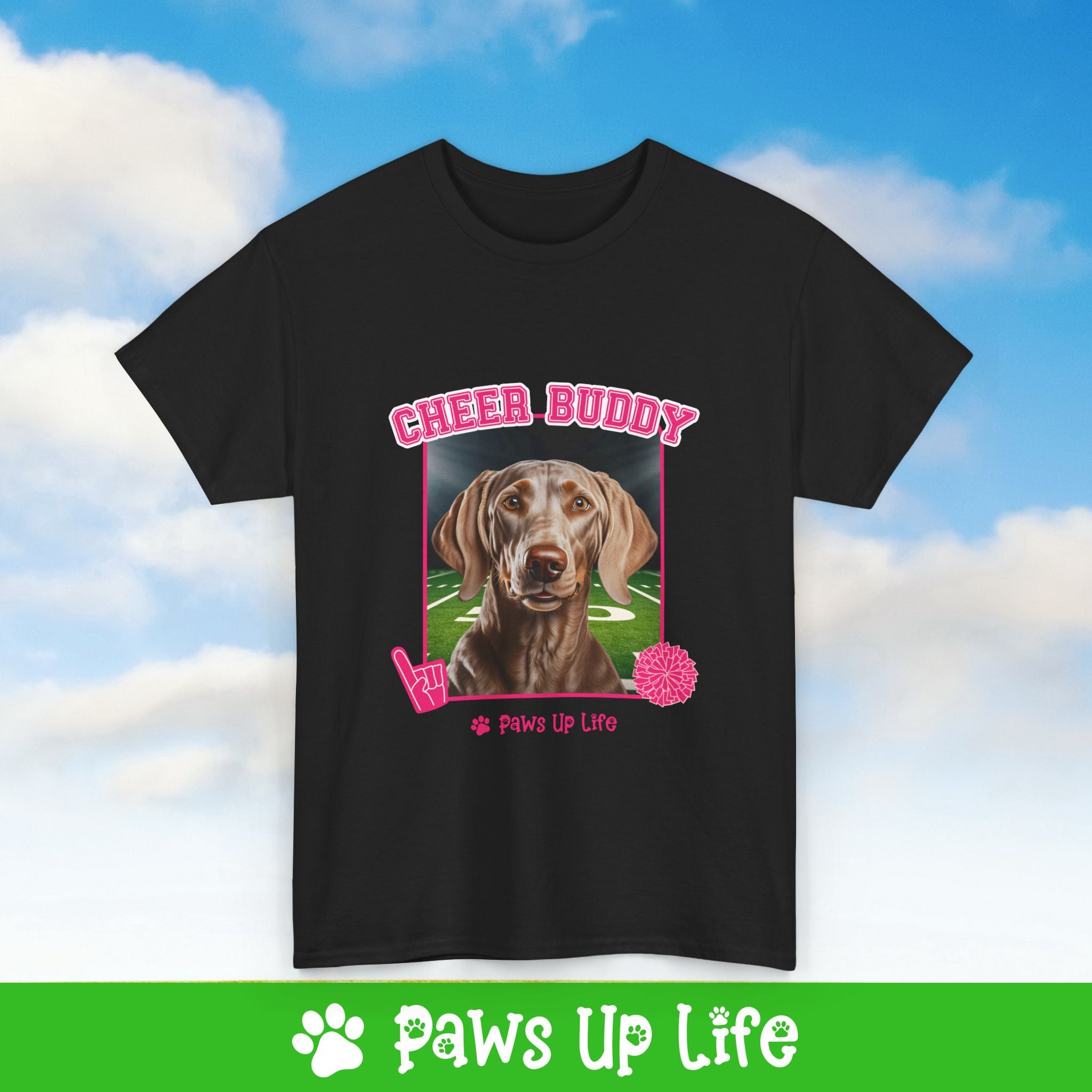 Weimaraner Football Cheer Buddy Cheerleading Dog Tee, Shirt, Unisex Pet Lover Gift, Dog Mom Dad Tshirt, Animal Rescue Advocate, Cute Puppy Graphic Top Classic Collar | Paws Up Life, LLC