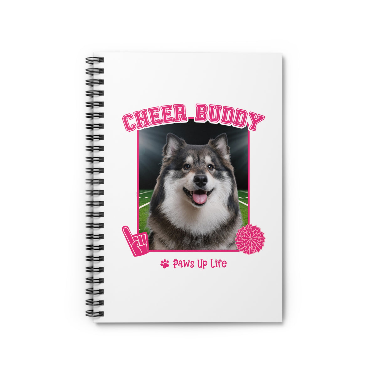 Finnish Lapphund Football Cheer Buddy Cheerleading Dog Spiral Notebook for Office and Home - Ruled Line | Paws Up Life, LLC