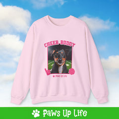 Black Russell Terrier Football Cheer Buddy Cheerleading Dog Crewneck Sweatshirt, Unisex Gift for Animal Lovers, Dog Mom Dad Sweatshirt, Cute Dog Lover Apparel, Fun Pet