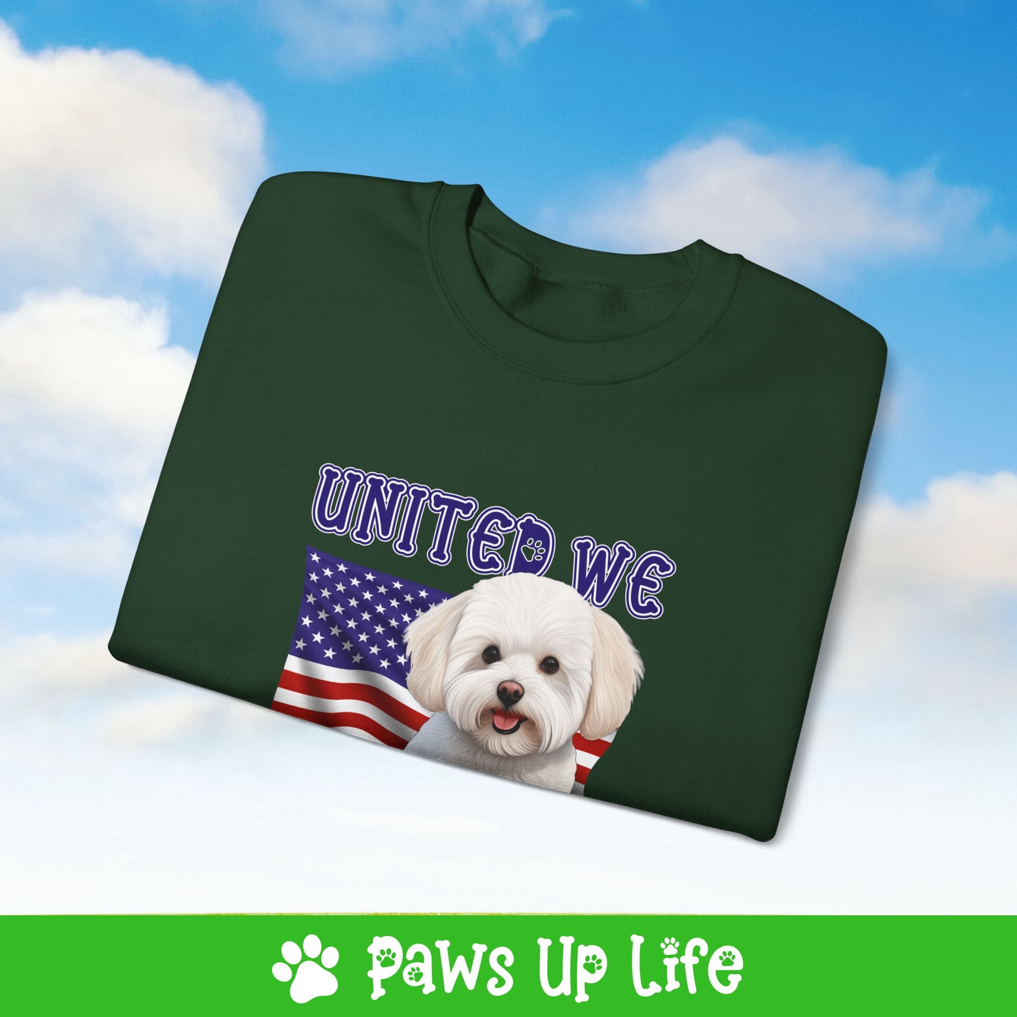 Bichon Frise Dog United We Love Dog Crewneck Sweatshirt, Unisex Gift for Animal Lovers, Dog Mom Dad Sweatshirt, Cute Dog Lover Apparel, Fun Pet | Paws Up Life, LLC