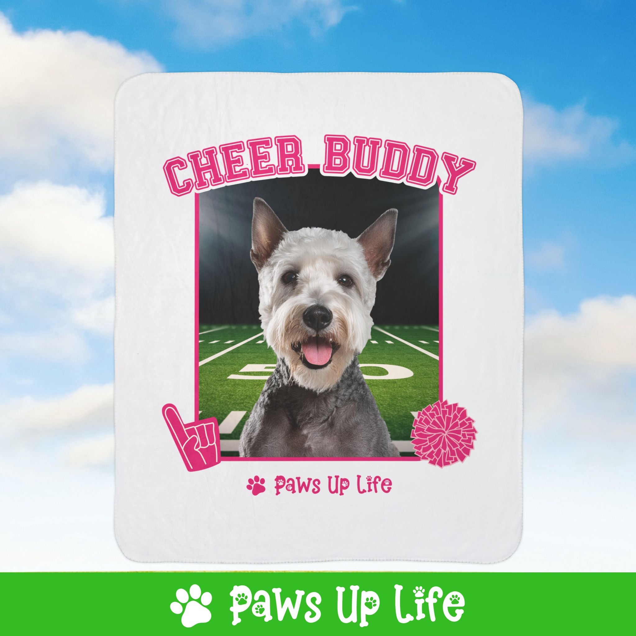 Bedington Terrier Cheer Buddy Cheerleading Dog Fleece Sherpa Blanket - Perfect for Snuggling and Cozy Napping | Paws Up Life, LLC