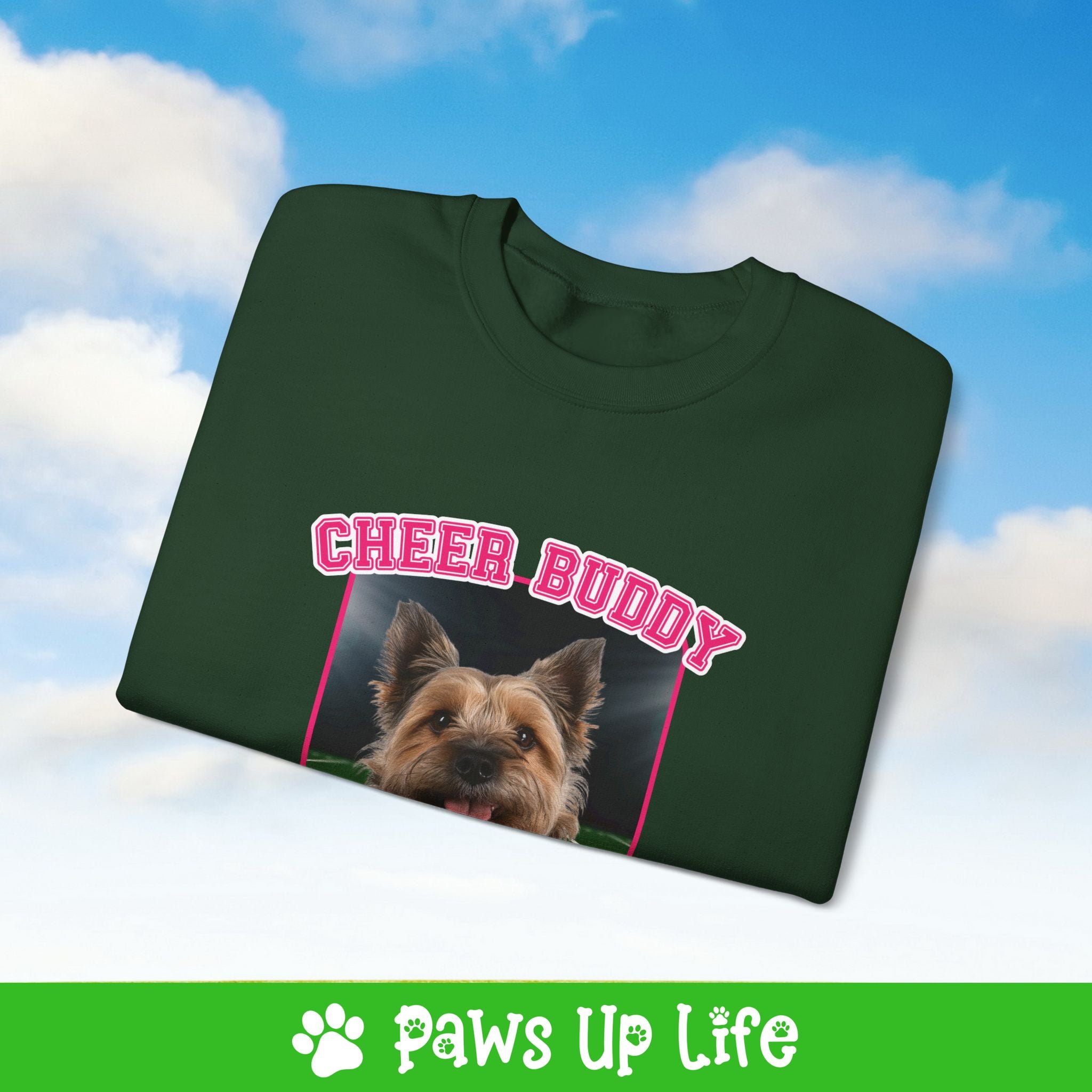 Brown Norfolk Terrier  Football Cheer Buddy Cheerleading Dog Crewneck Sweatshirt, Unisex Gift for Animal Lovers, Dog Mom Dad Sweatshirt, Cute Dog Lover Apparel, Fun Pet | Paws Up Life, LLC