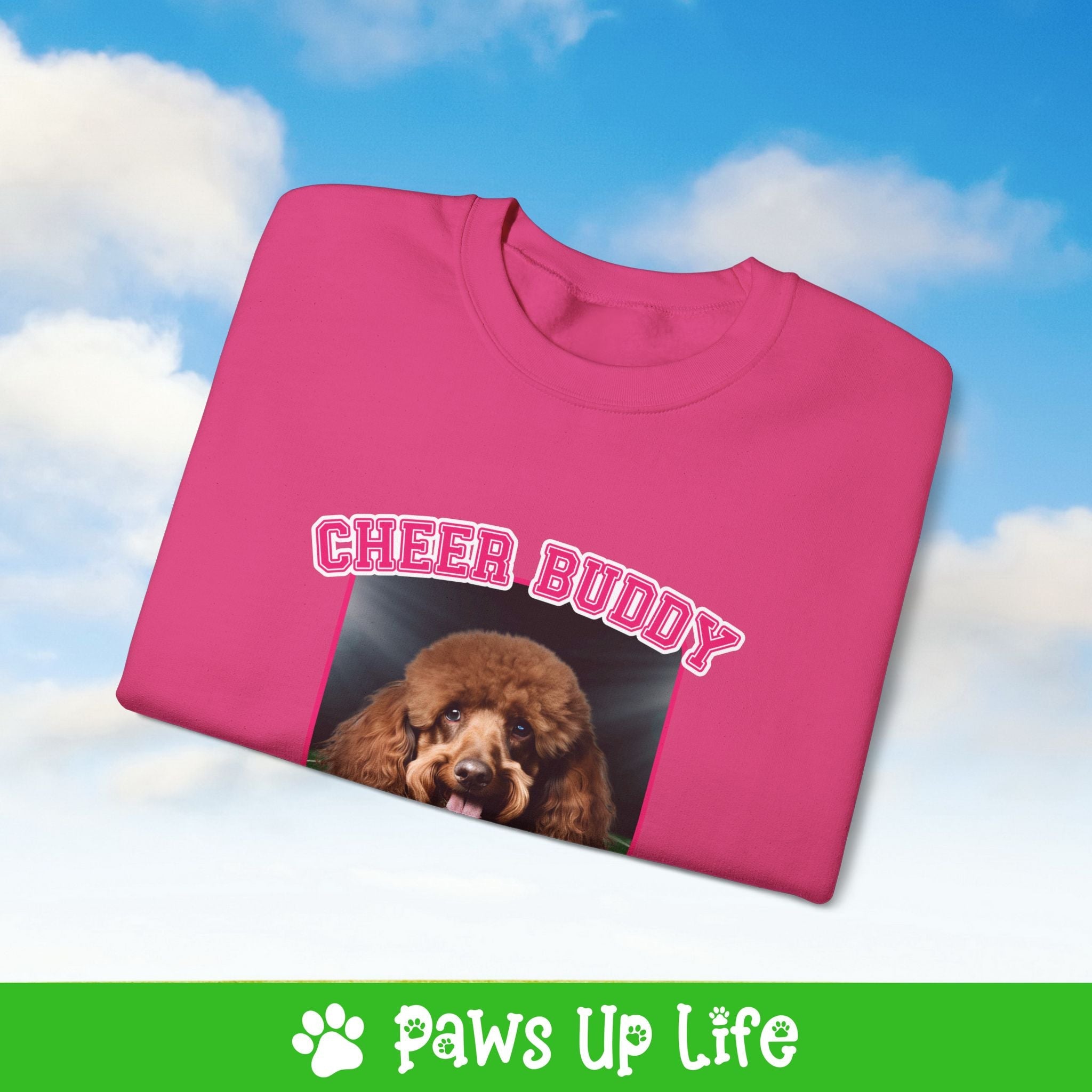 Brown Poodle Football Cheer Buddy Cheerleading Dog Crewneck Sweatshirt, Unisex Gift for Animal Lovers, Dog Mom Dad Sweatshirt, Cute Dog Lover Apparel, Fun Pet | Paws Up Life, LLC