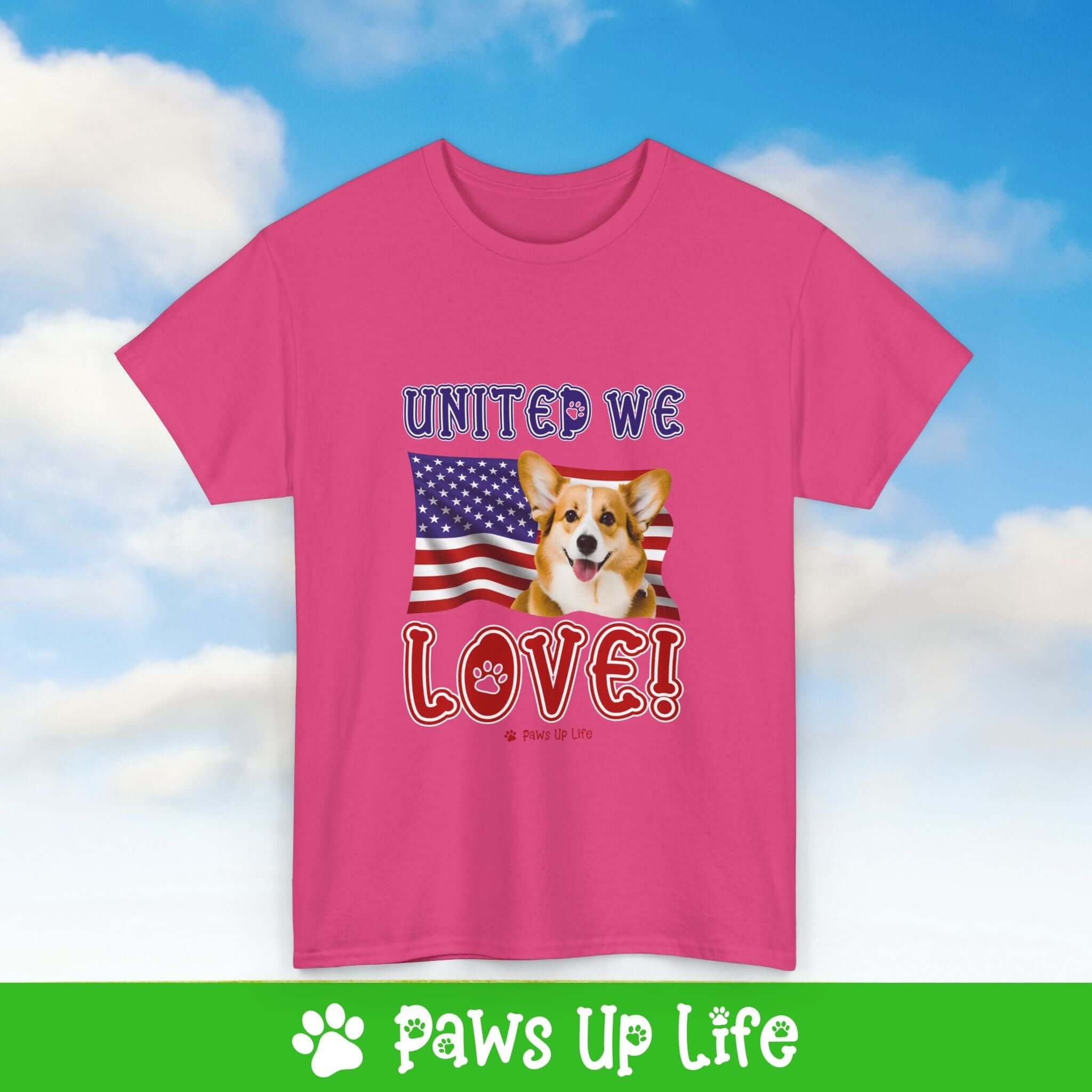 Pembroke Welsh Corgi Dog United We Love Dog Tee, Shirt, Unisex Pet Lover Gift, Dog Mom Dad Tshirt, Animal Rescue Advocate, Cute Puppy Graphic Top Classic Collar | Paws Up Life, LLC