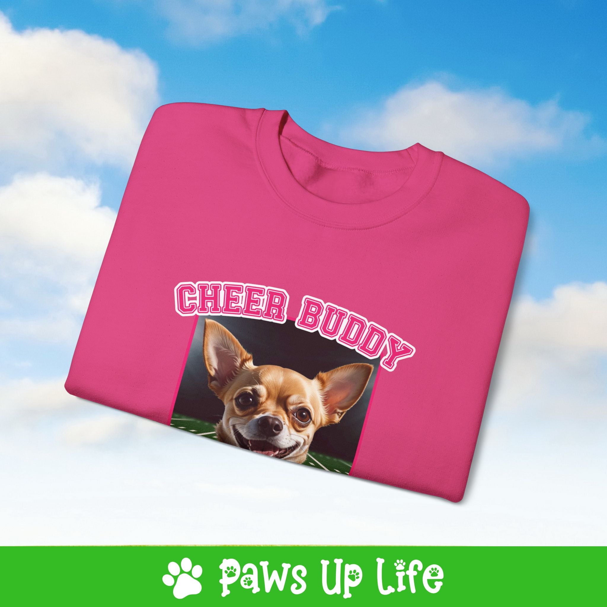 Chihuahua Football Cheer Buddy Cheerleading Dog Crewneck Sweatshirt, Unisex Gift for Animal Lovers, Dog Mom Dad Sweatshirt, Cute Dog Lover Apparel, Fun Pet | Paws Up Life, LLC