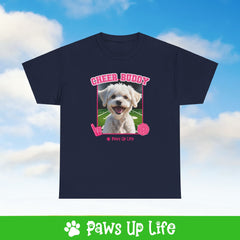 Bichons Frise Football Cheer Buddy Cheerleading Dog Tee, Shirt, Unisex Pet Lover Gift, Dog Mom Dad Tshirt, Animal Rescue Advocate, Cute Puppy Graphic Top Classic Collar