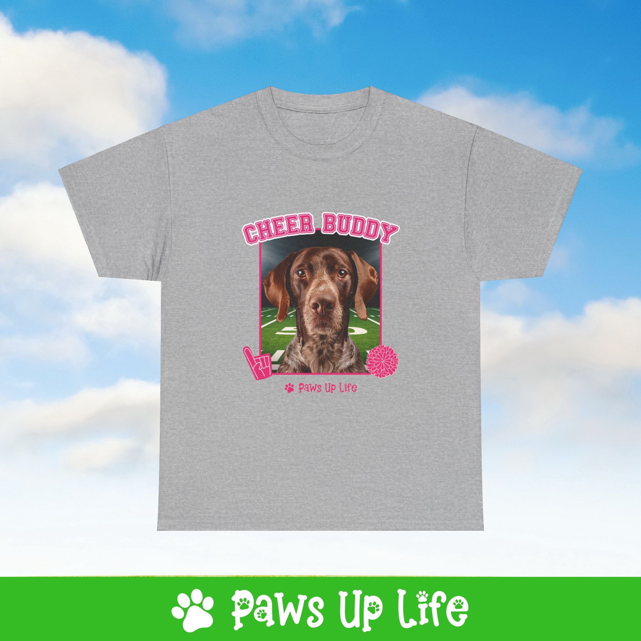 German Shorthaired Pointer Football Cheer Buddy Cheerleading Dog Tee, Shirt, Unisex Pet Lover Gift, Dog Mom Dad Tshirt, Animal Rescue Advocate, Cute Puppy Graphic Top Classic Collar | Paws Up Life, LLC