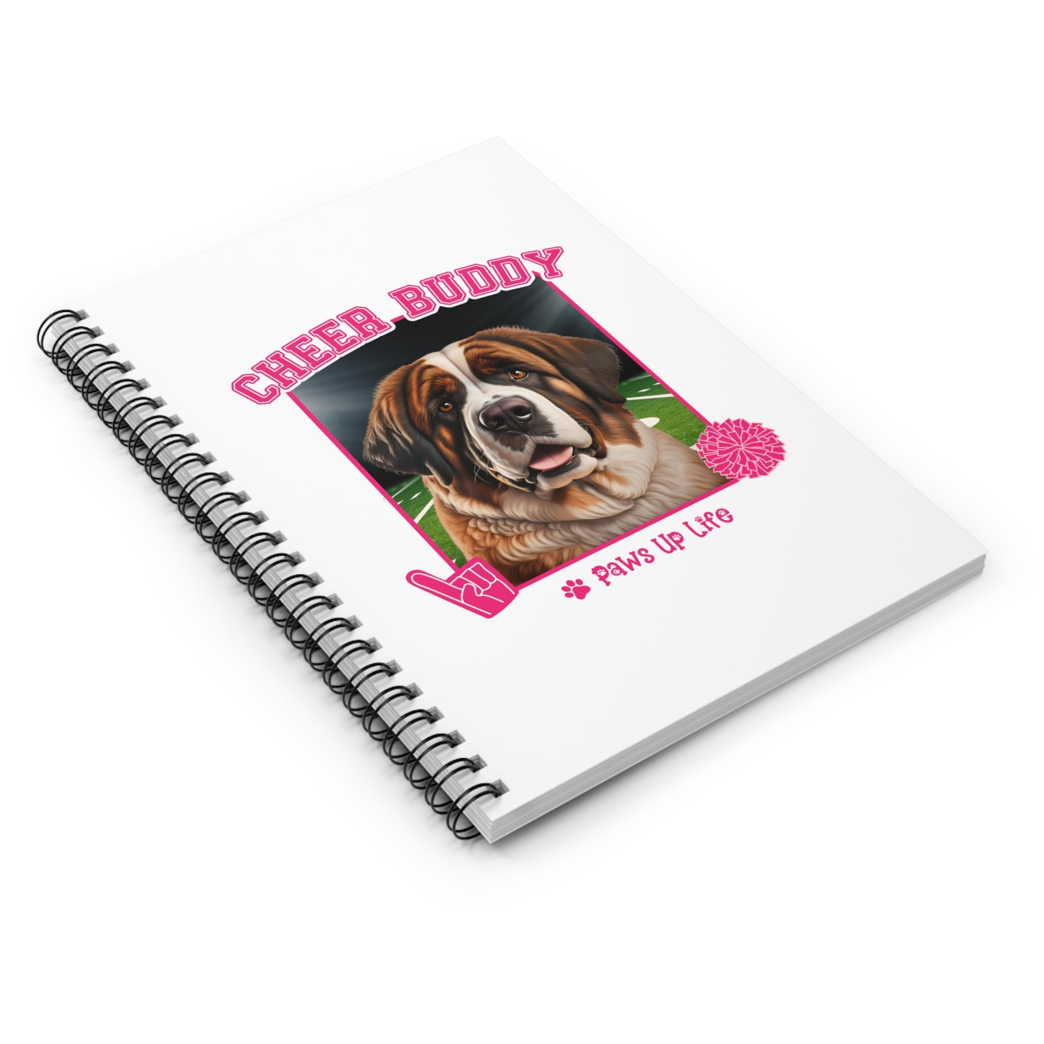 St Bernard Football Cheer Buddy Cheerleading Dog Spiral Notebook for Office and Home - Ruled Line | Paws Up Life, LLC