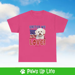 Bichon Frise Dog United We Love Dog Tee, Shirt, Unisex Pet Lover Gift, Dog Mom Dad Tshirt, Animal Rescue Advocate, Cute Puppy Graphic Top Classic Collar | Paws Up Life, LLC