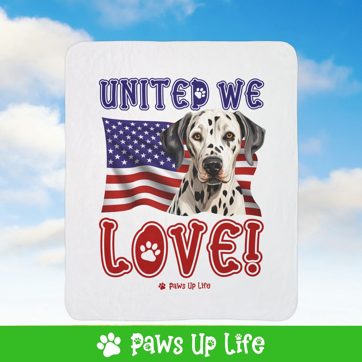 Dalmatian Dog United We Love Fleece Sherpa Blanket - Perfect for Snuggling and Cozy Napping | Paws Up Life, LLC