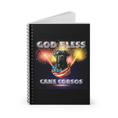 God Bless Cane Corso Patriotic Spiral Notebook - Ruled Line