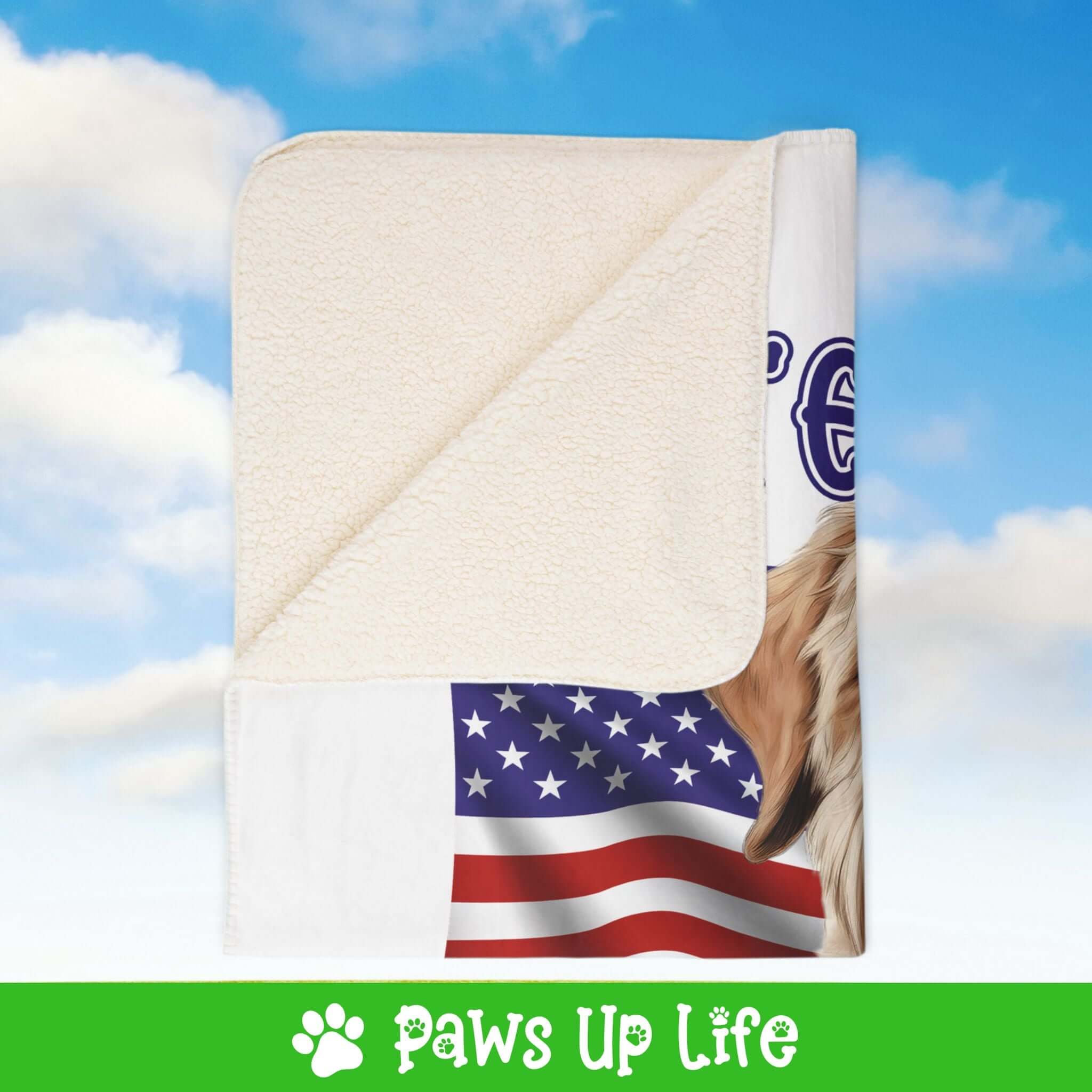 "United We Love" Soft Coated Wheaten Terrier Patriotic Fleece Sherpa Blanket - Perfect for Snuggling and Cozy Napping | Paws Up Life, LLC