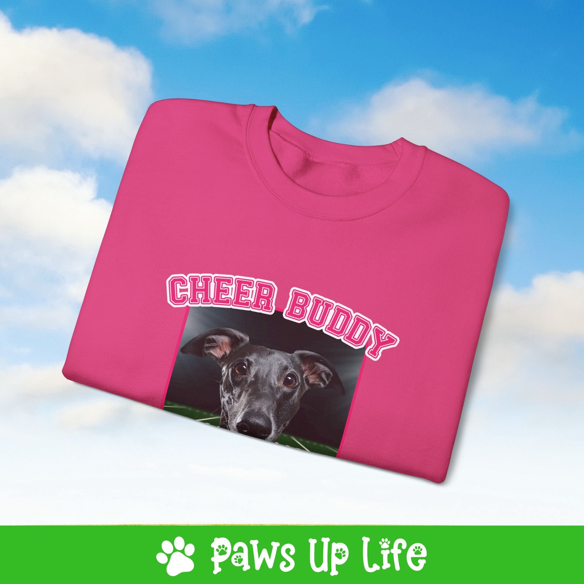 Italian Greyhound Football Cheer Buddy Cheerleading Dog Crewneck Sweatshirt, Unisex Gift for Animal Lovers, Dog Mom Dad Sweatshirt, Cute Dog Lover Apparel, Fun Pet | Paws Up Life, LLC