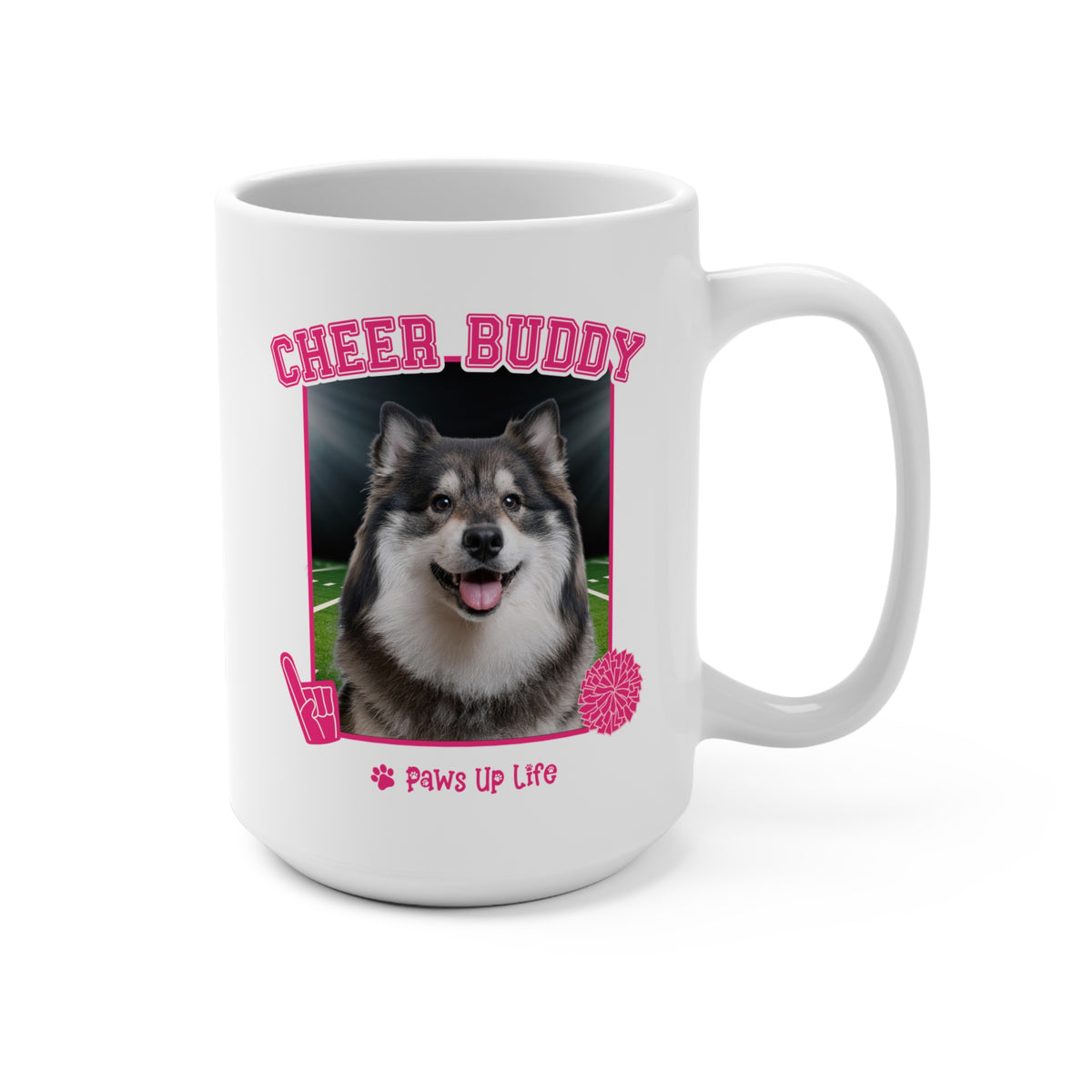 Finnish Lapphund Football Cheer Buddy Cheerleading Dog 15oz Large Coffee Mug Ceramic Drinkware Tea Washable | Paws Up Life, LLC