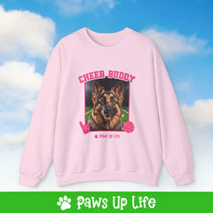 German Shepherd Football Cheer Buddy Cheerleading Dog Crewneck Sweatshirt, Unisex Gift for Animal Lovers, Dog Mom Dad Sweatshirt, Cute Dog Lover Apparel, Fun Pet