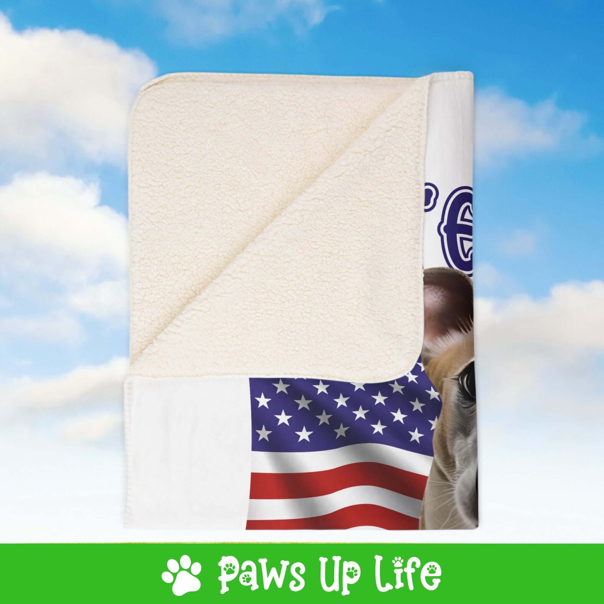 "United We Love" Whippet Patriotic Fleece Sherpa Blanket - Perfect for Snuggling and Cozy Napping | Paws Up Life, LLC