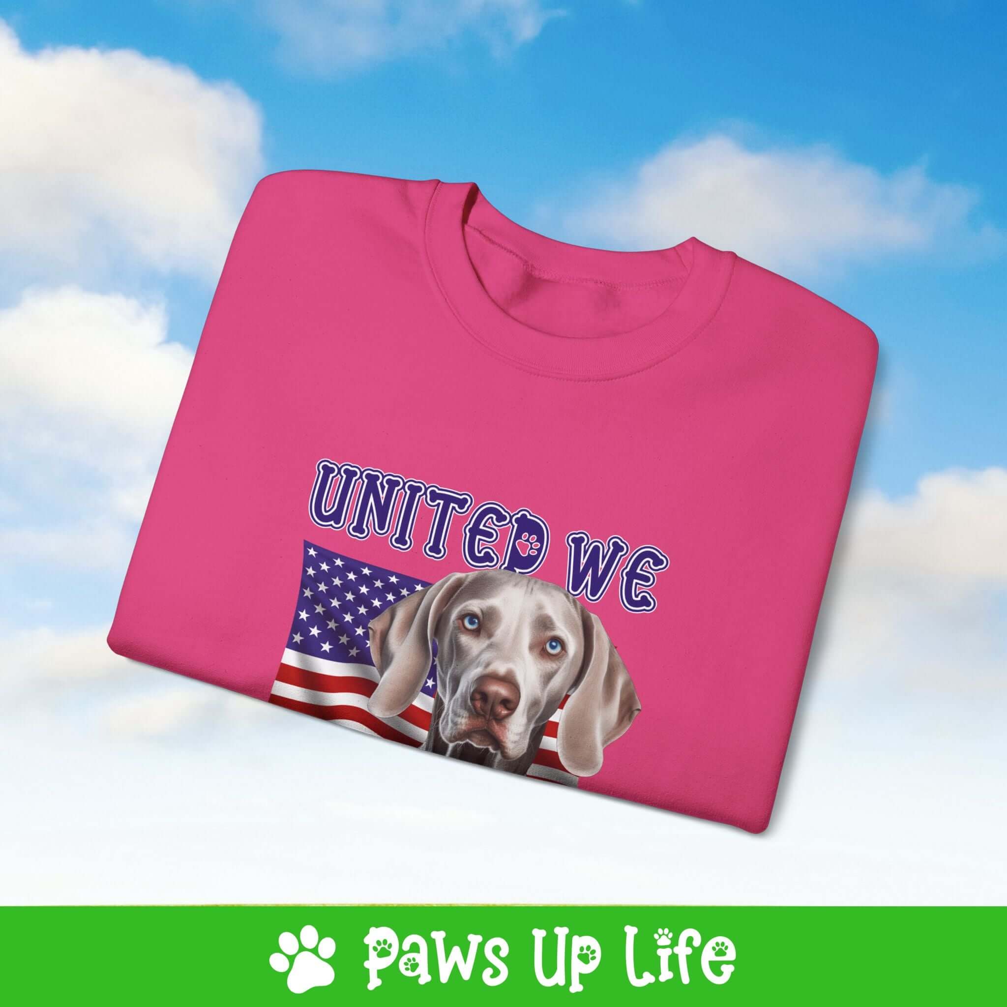 "United We Love" Weimaraner Patriotic Dog Lover Unisex Cotton Crewneck Sweatshirt – The Perfect Cozy Gift for Proud Pet Parents! | Paws Up Life, LLC