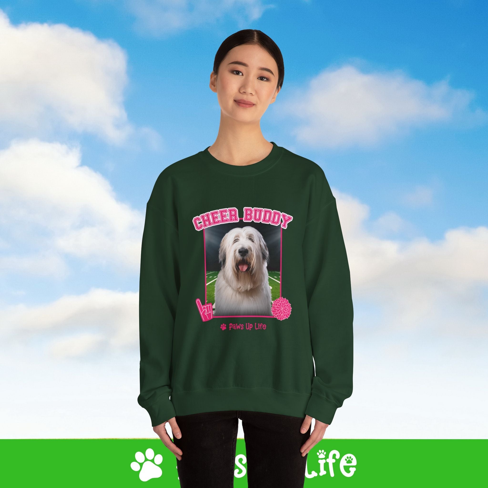 Briard Football Cheer Buddy Cheerleading Dog Crewneck Sweatshirt, Unisex Gift for Animal Lovers, Dog Mom Dad Sweatshirt, Cute Dog Lover Apparel, Fun Pet | Paws Up Life, LLC